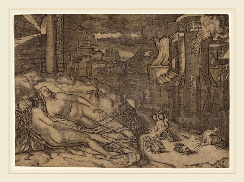 Marcantonio Raimondi possibly after Raphael (Italian, c. 1480-c. 1534), Raphael's Dream, c. 1508-1509, engraving