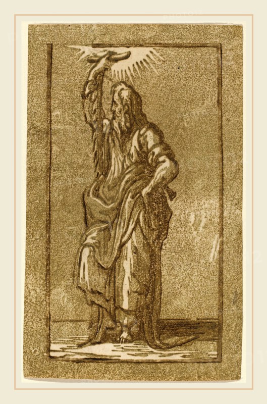 Antonio da Trento after Parmigianino (Italian, c. 1508-1550 or after), Saint Simon, chiaroscuro woodcut