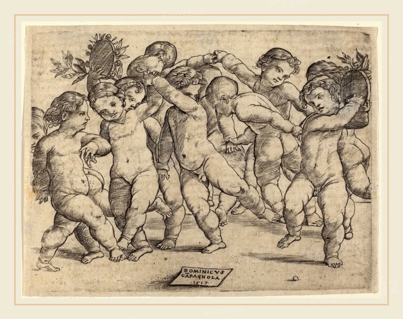 Domenico Campagnola (Italian, before 1500-1564), Twelve Children Dancing, 1517, engraving