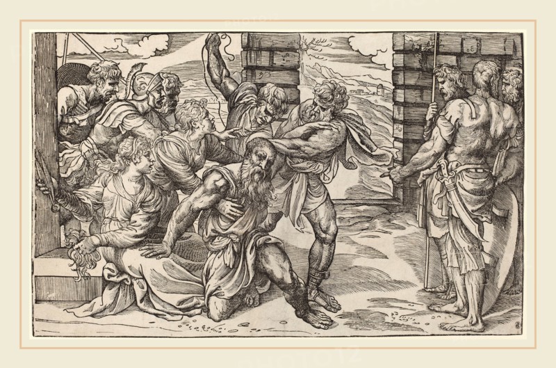 NiccolÃ² Boldrini after Titian (Italian, 1510-1566 or after), Samson and Delilah, c. 1540, woodcut