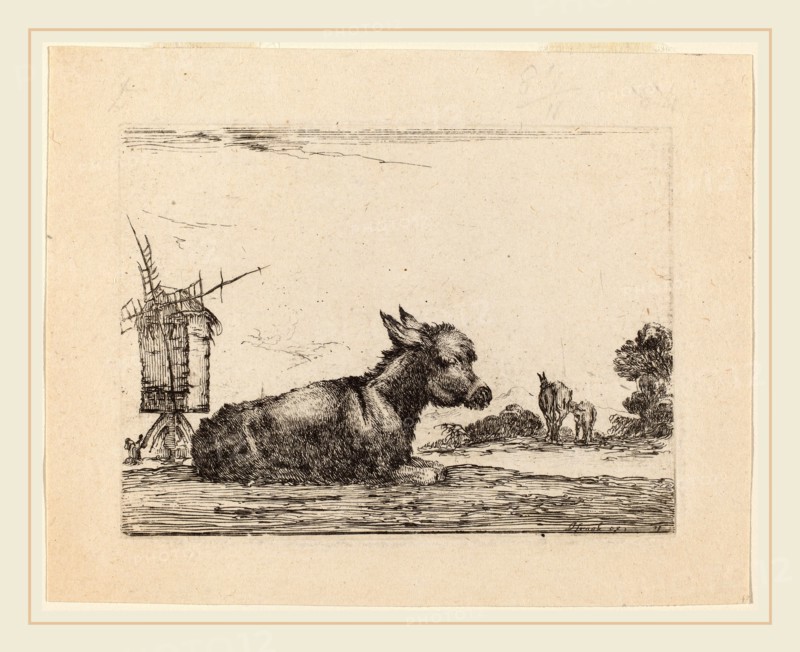Stefano Della Bella (Italian, 1610-1664), Donkey Resting, 1642, etching