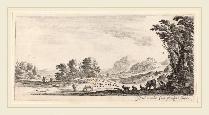 Stefano Della Bella (Italian, 1610-1664), Landscape with Shepherd Guarding his Flock, in or before 1647, etching
