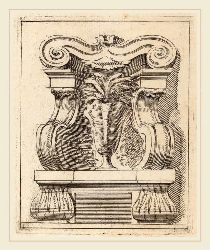 Carlo Antonio Buffagnotti (Italian, c. 1660-after 1710), Architectural Motif with a Vase, c. 1690, etching on laid paper
