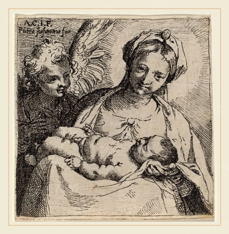 Annibale Carracci (Italian, 1560-1609), Madonna and Child with an Angel, 1590-1595, etching on laid paper