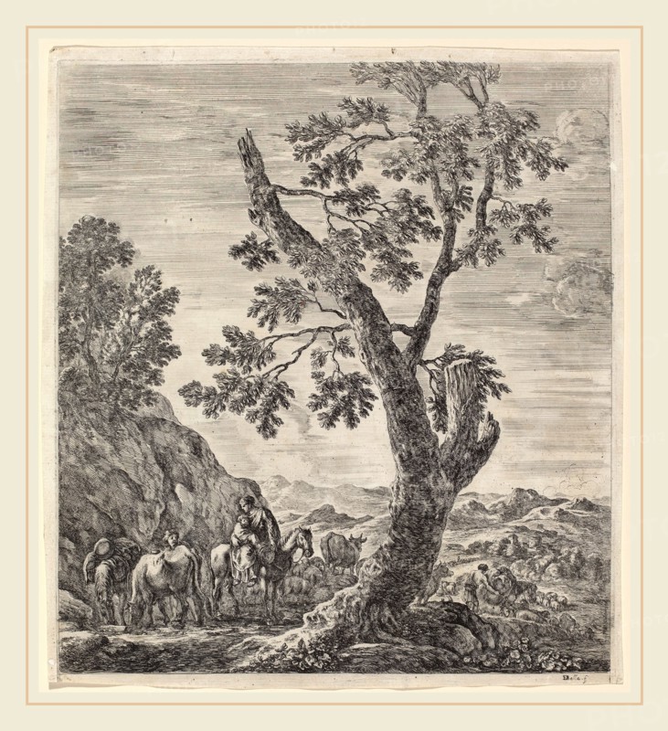 Stefano Della Bella (Italian, 1610-1664), Peasant Woman on Horseback with a Child in Her Arms, 1656, etching