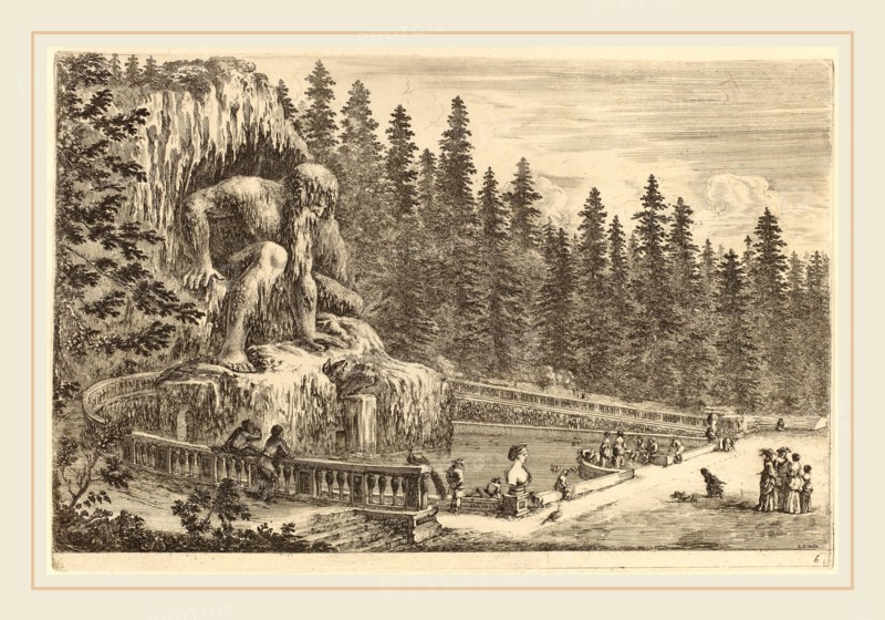 Stefano Della Bella (Italian, 1610-1664), Colossal Statue of the Apennines, probably 1653, etching on laid paper [restrike]