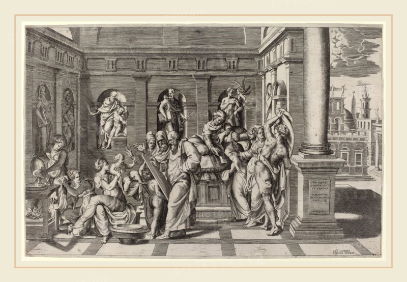 Giulio Bonasone (Italian, c. 1498-c. 1580), The Birth of Saint John the Baptist, engraving
