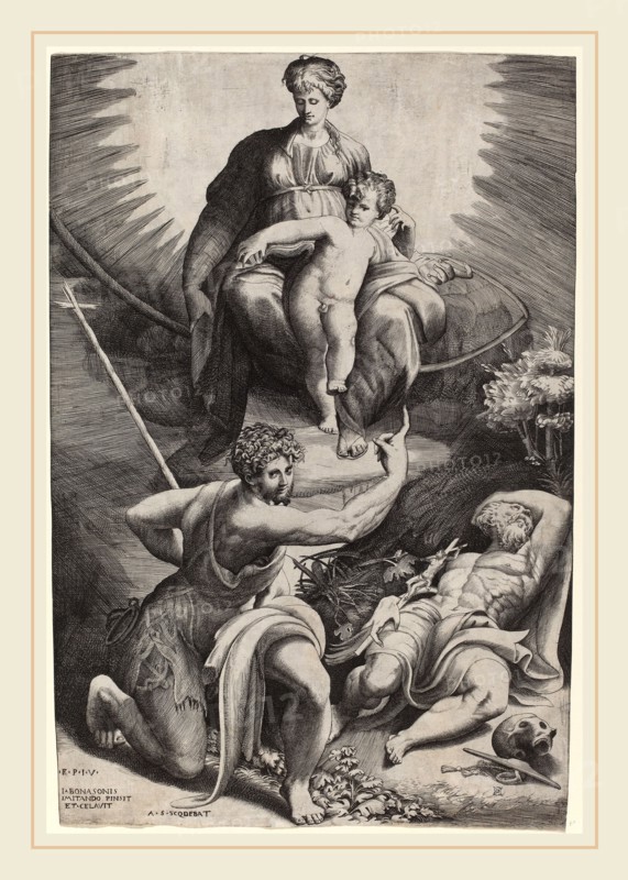 Giulio Bonasone (Italian, c. 1498-c. 1580), The Vision of St. Jerome, engraving