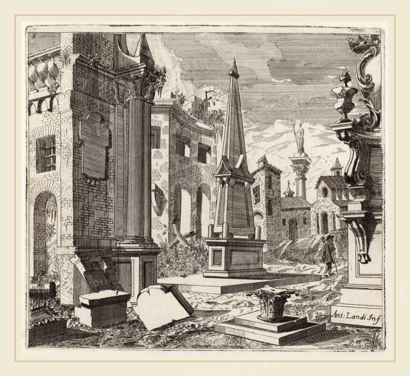 Giuseppe Antonio Landi (Italian, 1713-1791), Fantastic Townscape with Ruins, before 1753, etching and engraving on laid paper