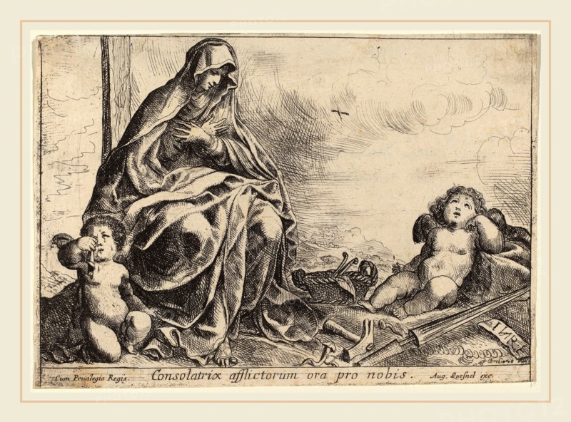 Pierre Brebiette, Virgin Bowing to Instruments of the Passion, French, 1598-c. 1650, etching
