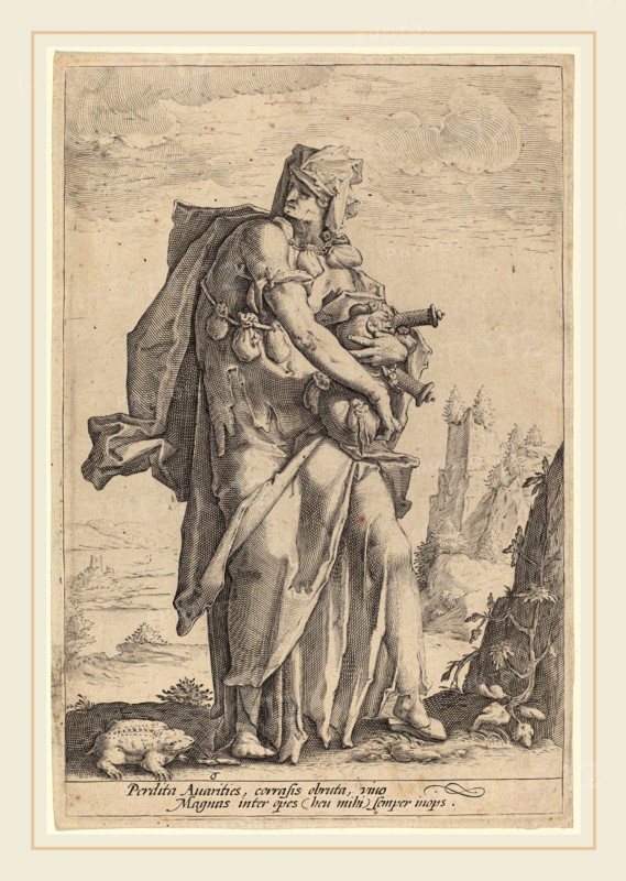 Jacob Matham, Avarice, Dutch, 1571-1631, engraving on laid paper