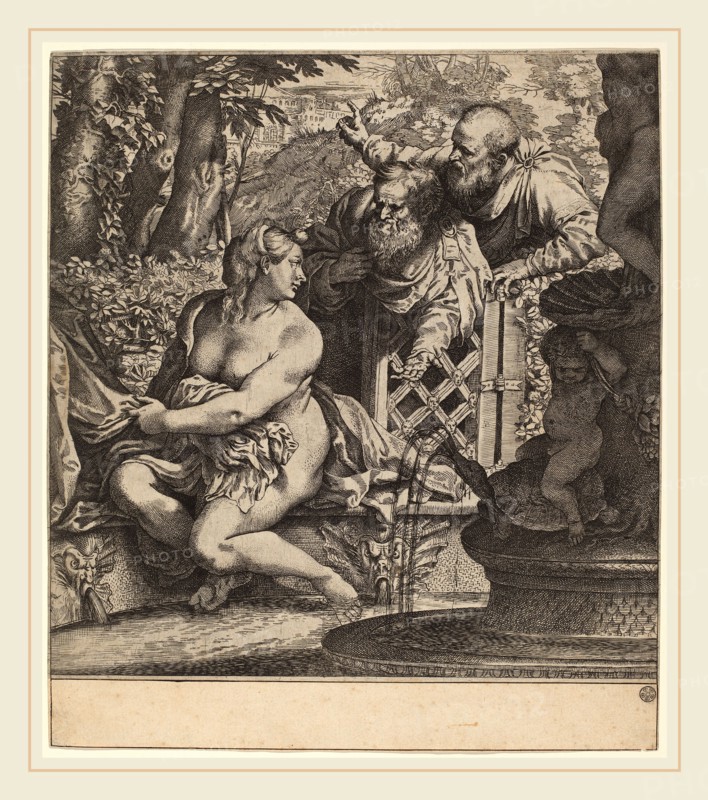 Annibale Carracci (Italian, 1560-1609), Susanna and the Elders, 1590-1595, etching and engraving on laid paper