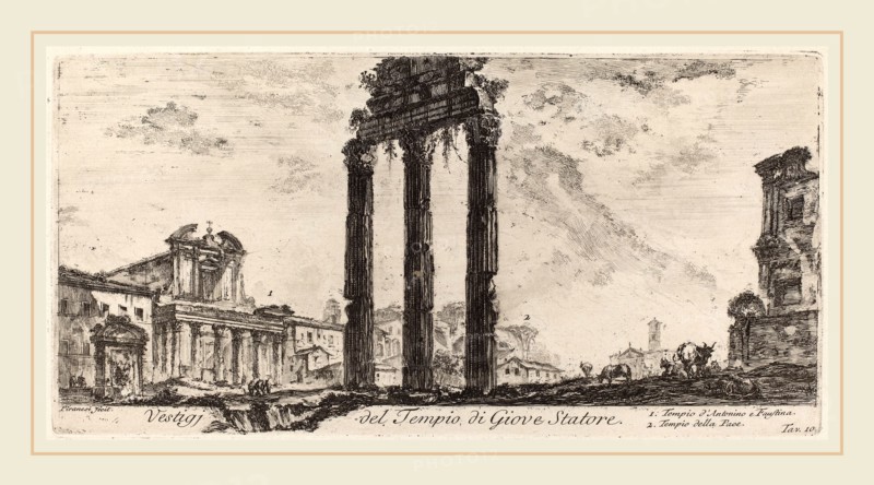 Giovanni Battista Piranesi (Italian, 1720-1778), Vestigi del tempio del Giove Statore, 1748, etching on laid paper
