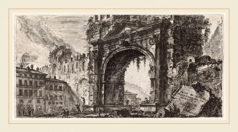 Giovanni Battista Piranesi (Italian, 1720-1778), Arco di Rimino fabbricato da Augusto, 1748, etching on laid paper