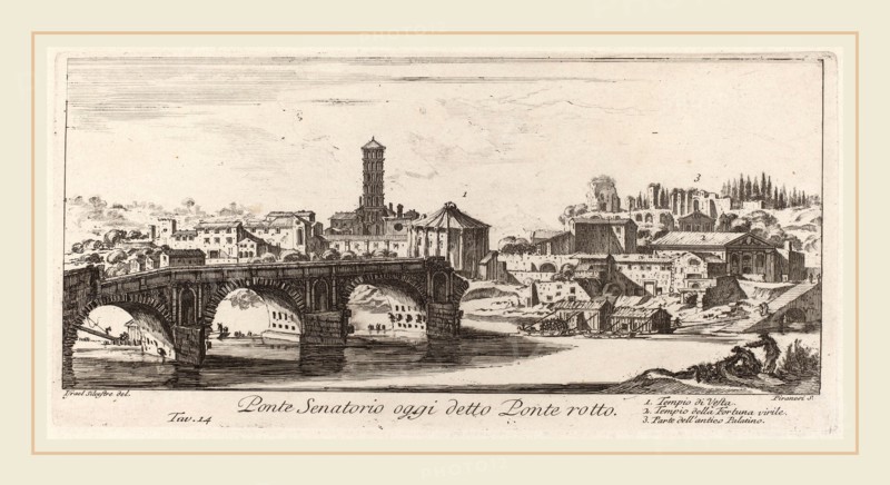 Giovanni Battista Piranesi (Italian, 1720-1778), Ponte Senatorio oggi detto Ponte Rotto, 1748, etching on laid paper