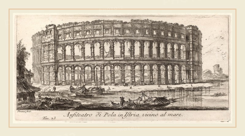 Giovanni Battista Piranesi (Italian, 1720-1778), Anfiteatro di Pola in Istria, 1748, etching on laid paper