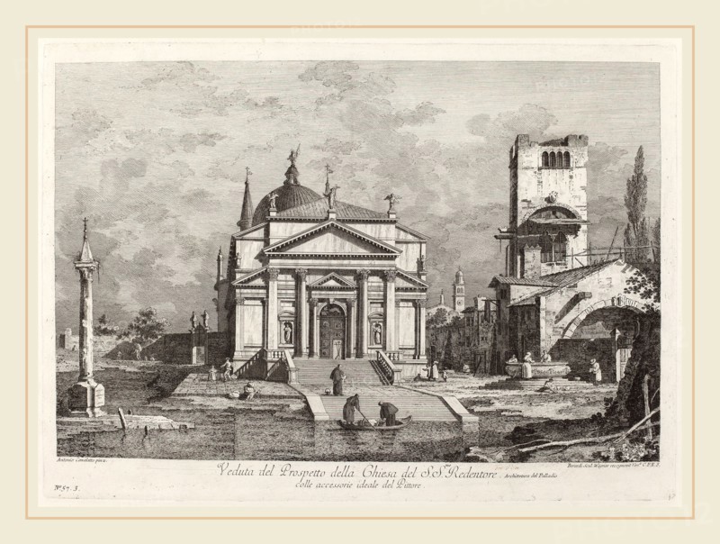 Fabio Berardi after Canaletto (German, 1706-1780), Veduta del Prospetto della Chiesa del SS. Redentore, 1742, engraving and etching on laid paper