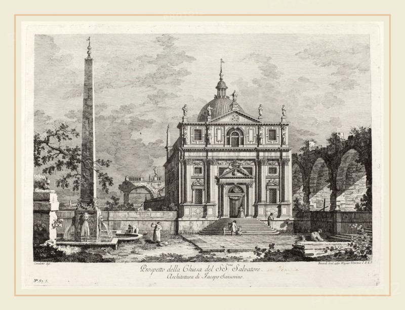 Fabio Berardi after Canaletto (Italian, 1728-1788), Prospetto della Chiesa del SS. Salvatore, 1742, engraving and etching on laid paper