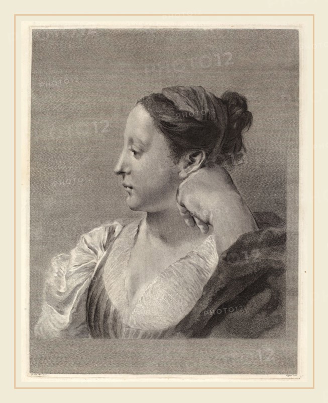 Marco Alvise Pitteri after Giovanni Battista Piazzetta (Italian, 1702-1786), Young Woman in Profile, engraving on laid paper
