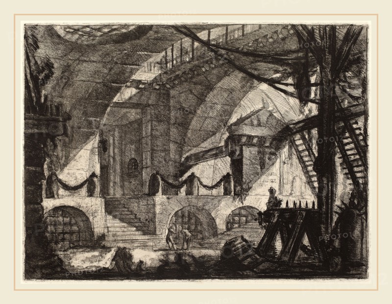 Giovanni Battista Piranesi (Italian, 1720-1778), The Sawhorse, 1780s, etching, engraving, sulphur tint or open bite, scratching