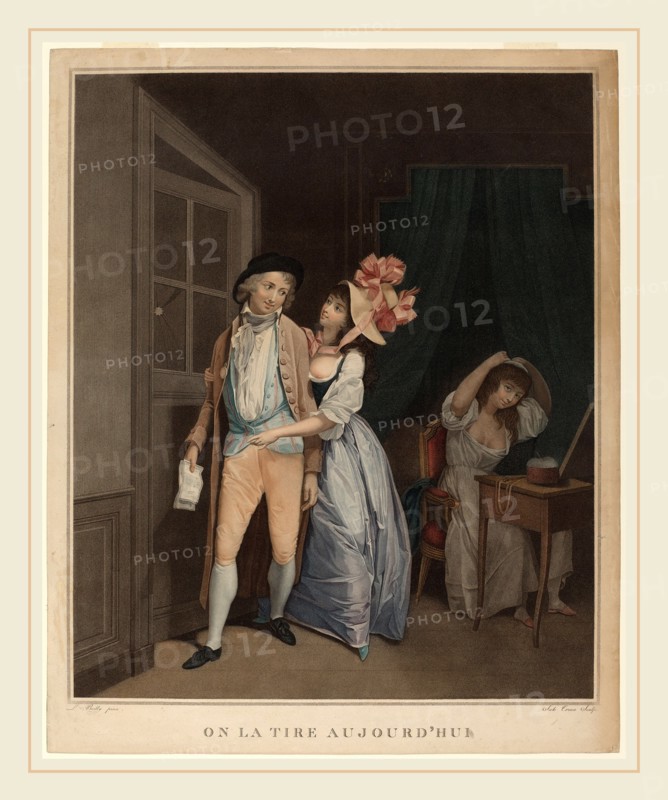 Salvatore Tresca after Louis-Léopold Boilly (Italian, probably 1750-1815), It was pulled today (On la tire aujourd'hui), color stipple and etching