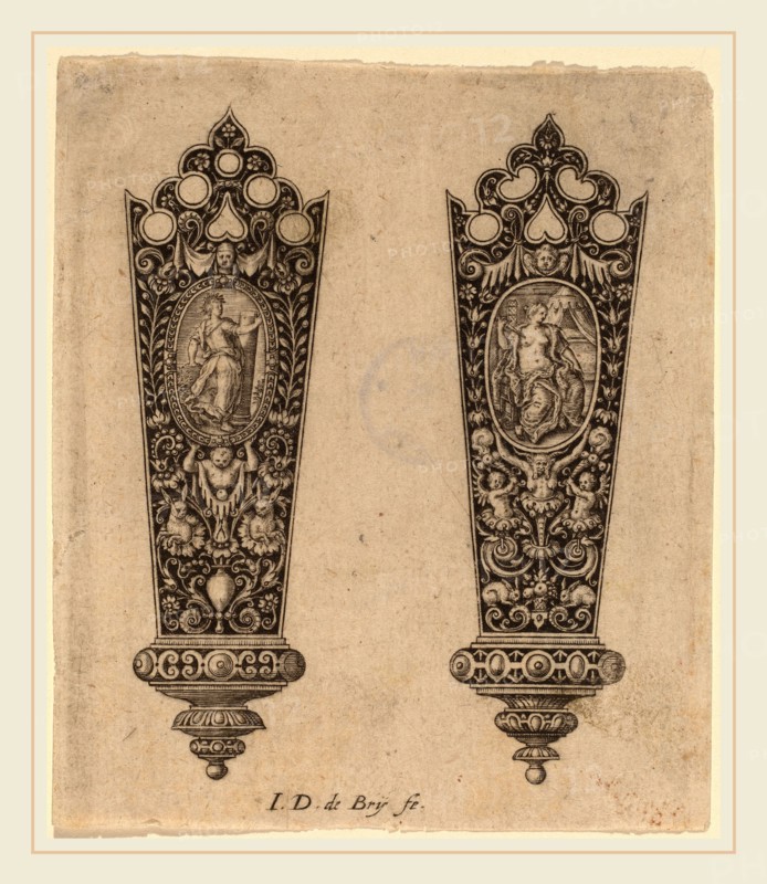 Theodor de Bry (Flemish, 1528-1598), Ornament for Knife Handle, engraving