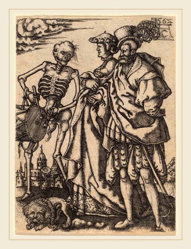 Allaert Claesz (Netherlandish, active 1520-1555), Death with a Couple, 1562, engraving on laid paper