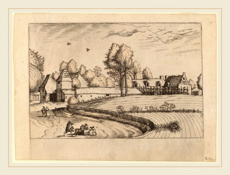 Johannes van Doetechum, the Elder and Lucas van Doetechum after Master of the Small Landscapes (Dutch, active 1554-1572; died before 1589), Country Houses, published 1559-1561, etching retouched with engraving