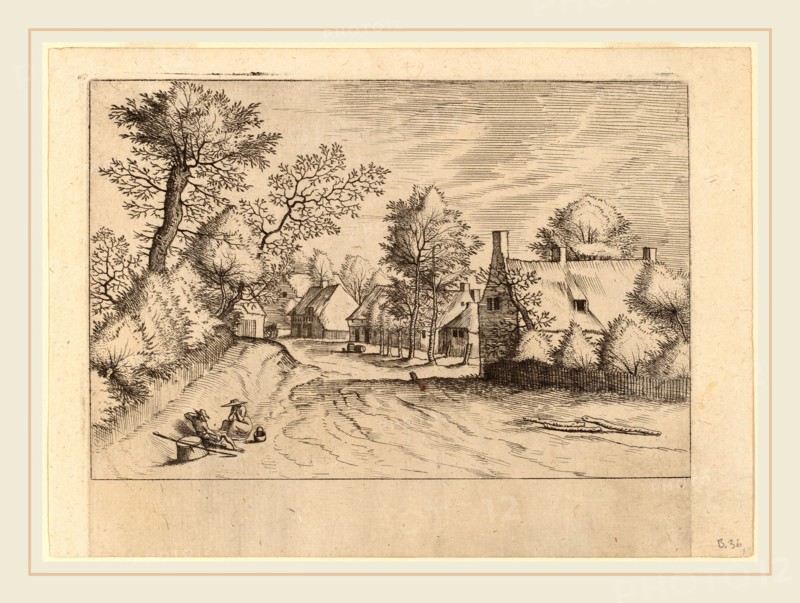 Johannes van Doetechum, the Elder and Lucas van Doetechum after Master of the Small Landscapes (Dutch, active 1554-1572; died before 1589), Village Road, published 1559-1561, etching retouched with engraving