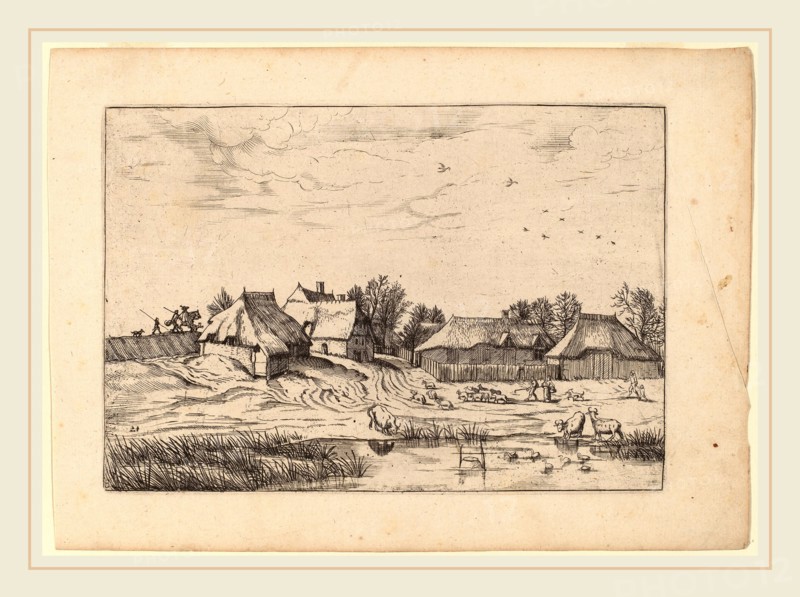 Johannes van Doetechum, the Elder and Lucas van Doetechum after Master of the Small Landscapes (Dutch, active 1554-1572; died before 1589), Farms, published in or before 1676, etching retouched with engraving