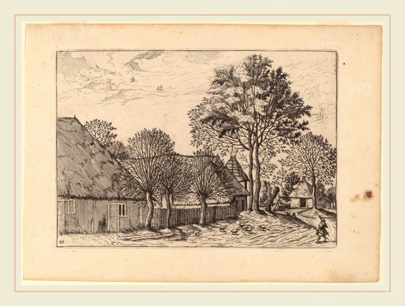 Johannes and Lucas van Doetechum after Master of the Small Landscapes (Dutch, died 1605), Farms, published in or before 1676, etching retouched with engraving