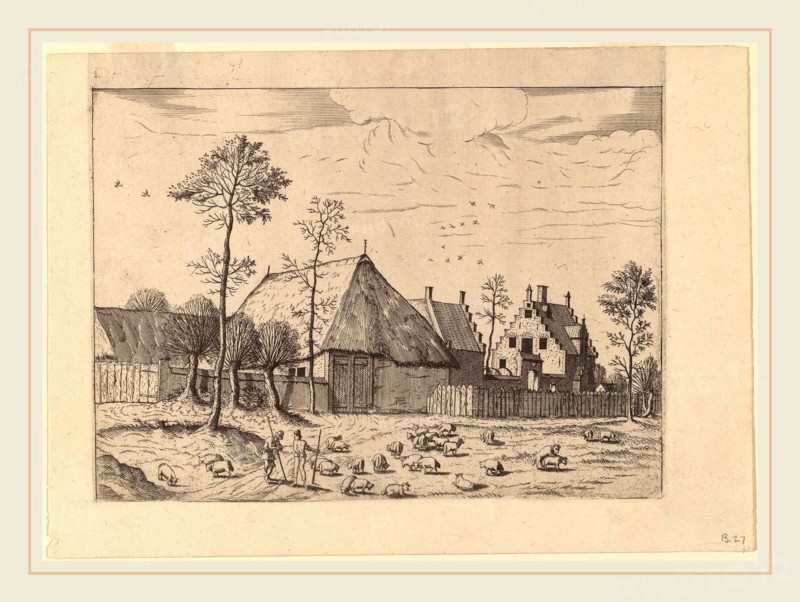Johannes van Doetechum, the Elder and Lucas van Doetechum after Master of the Small Landscapes (Dutch, died 1605), Shed with Cottage, published 1559-1561, etching retouched with engraving