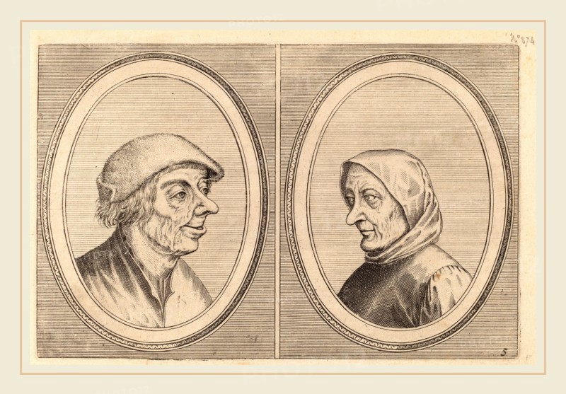 Johannes and Lucas van Doetechum after Pieter Bruegel the Elder (Dutch, died 1605), "Mondighe Melis" and "Smeerighe Els", c. 1564-1565, etching