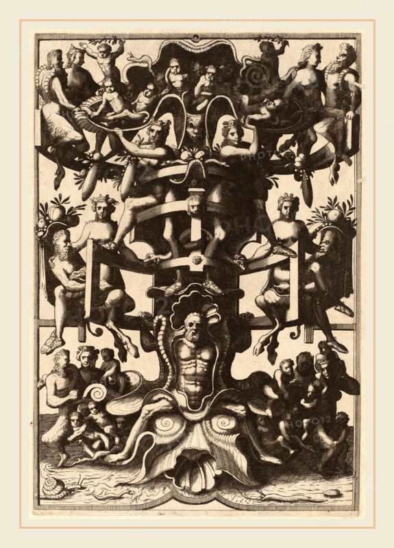 Cornelis Floris II (Flemish, 1514-1575), Grotesque, published 1557, engraving on laid paper