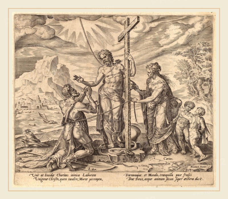 Philip Galle after Maerten van Heemskerck (Flemish, 1537-1612), The Diligent Worker United with Christ after Death, 1572, engraving