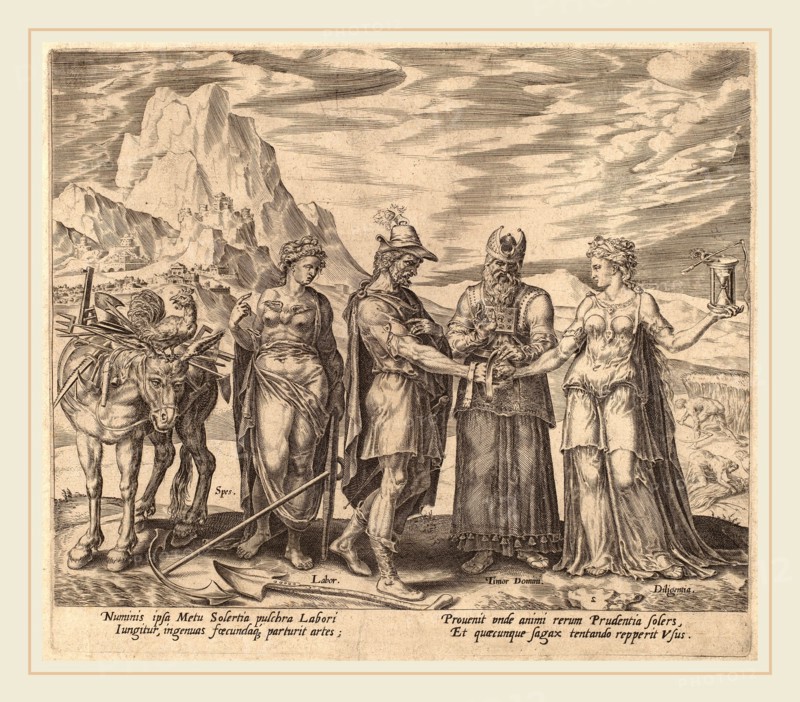 Philip Galle after Maerten van Heemskerck (Flemish, 1537-1612), The Marriage of Labor and Diligence, 1572, engraving