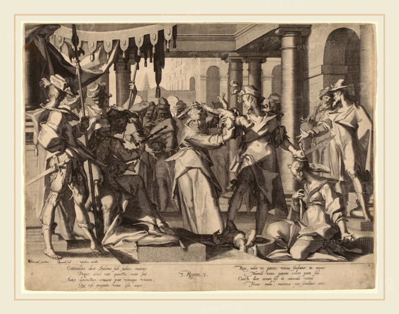 Willem Swanenburgh after Joachim Anthonisz Wtewael (Dutch, 1581-1582-1612), The Judgment of Solomon, c. 1600, engraving on laid paper