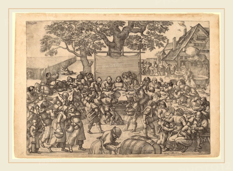 Peter van der Borcht (Flemish, 1545-1608), The Large Rustic Wedding Feast, 1560, etching and engraving?
