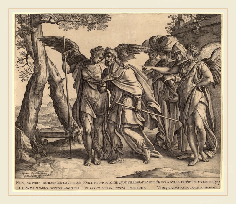 Hendrik Goltzius after Anthonie van Blocklandt (Dutch, 1558-1617), Lot and His Daughters Leaving Sodom, 1582, engraving