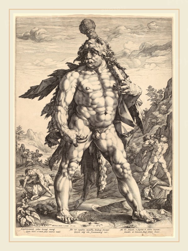 Hendrik Goltzius (Dutch, 1558-1617), The Great Hercules, 1589, engraving on laid paper