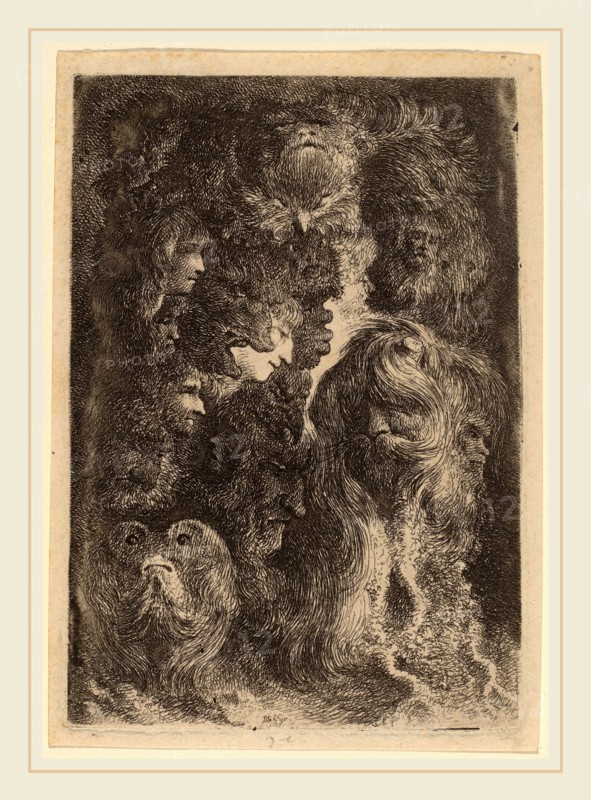 Jacques de Gheyn III (Dutch, probably 1599-1657), Fantastic Heads, 1638, etching