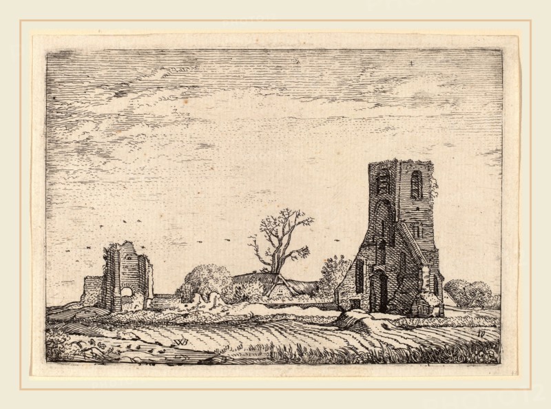 Willem Buytewech (Dutch, 1591-1592-1624), Ruins of a Church (Chapel of Eykenduynen near The Hague), 1621, etching