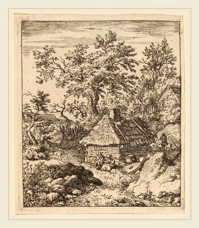 Allart van Everdingen (Dutch, 1621-1675), Landscape with Millstone near a Cask, probably c. 1645-1656, etching with engraving