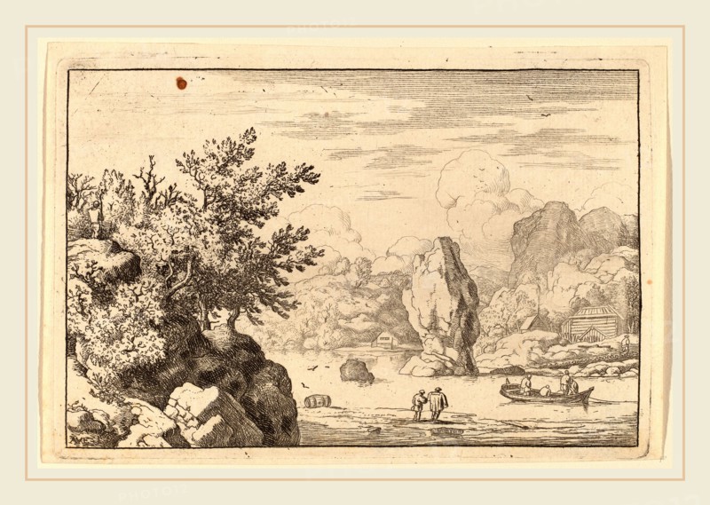 Allart van Everdingen (Dutch, 1621-1675), Rock in the Middle of a River, probably c. 1645-1656, etching with engraving and drypoint