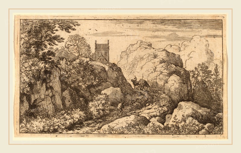 Allart van Everdingen (Dutch, 1621-1675), Cart in a Narrow Pass, probably c. 1645-1656, etching with drypoint and engraving