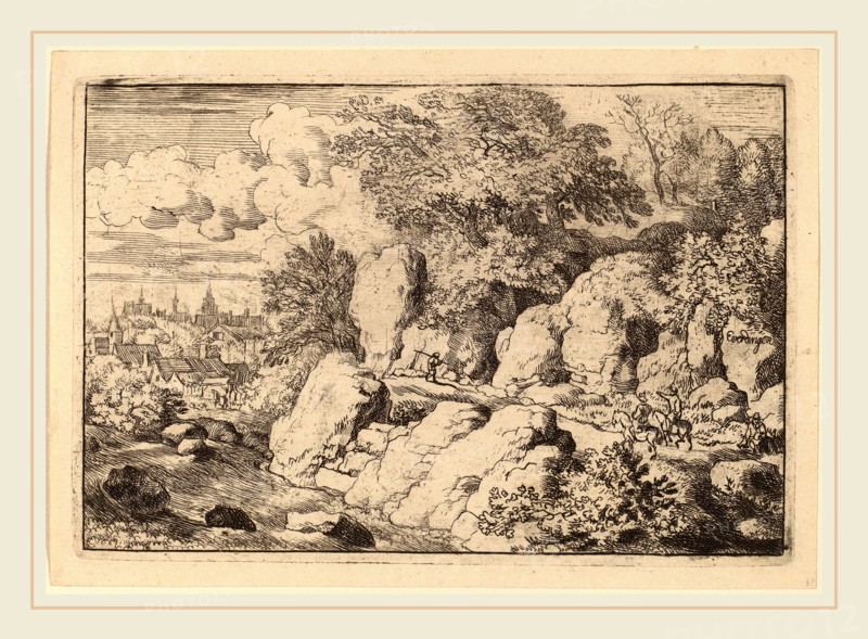 Allart van Everdingen (Dutch, 1621-1675), Two Horsemen on a Rocky Path, probably c. 1645-1656, etching with drypoint