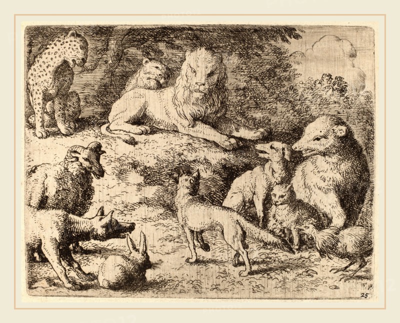 Allart van Everdingen (Dutch, 1621-1675), The Animals Present Their Charges Against Reynard, probably c. 1645-1656, etching