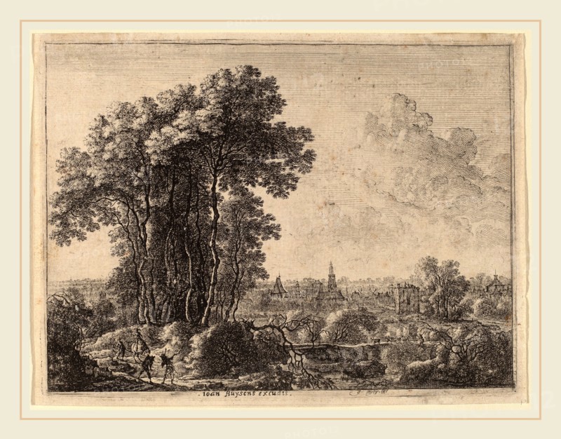 Gilles Neyts (Flemish, 1623-1687), Landscape with Horseman and Three Travelers, etching