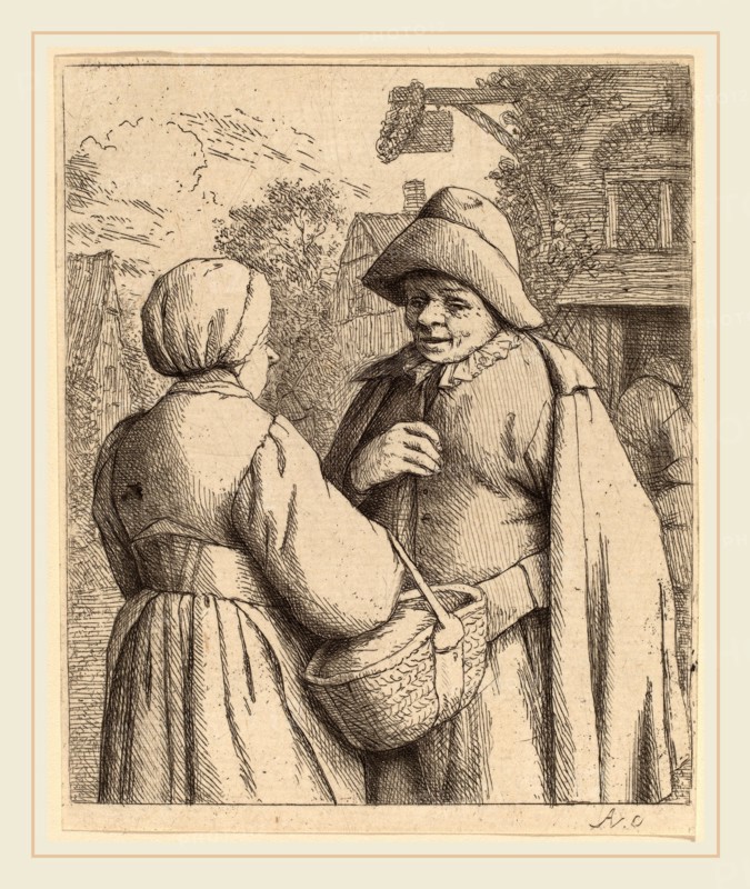 Adriaen van Ostade (Dutch, 1610-1685), Man and Woman Conversing, probably 1673, etching