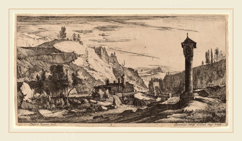 Roelant Roghman and Melchior KÃ¼sel (German, 1626-1683), The Column: pl.1, etching